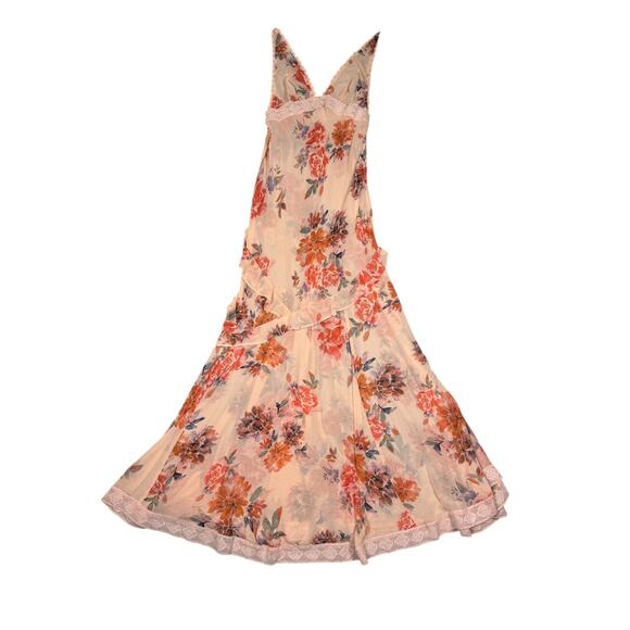 Intimately Free People Womens Size S Stay A While Floral Ruffle Maxi Dress Sheer - Picture 1 of 11